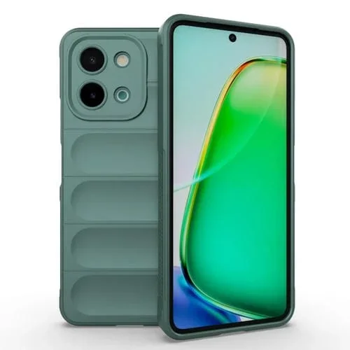 Para Vivo Y28 4G Magic Shield TPU + Funda para Teléfono de Franela (Verde Oscuro)