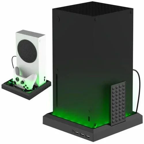 Para Xbox Series X S Base De Ventilador De Refrigeración De Carga Soporte De Cargador De Luz Colorida Rgb