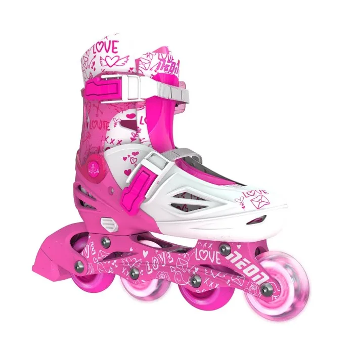 Patines yvolution neon inline rosa, talla 30-33