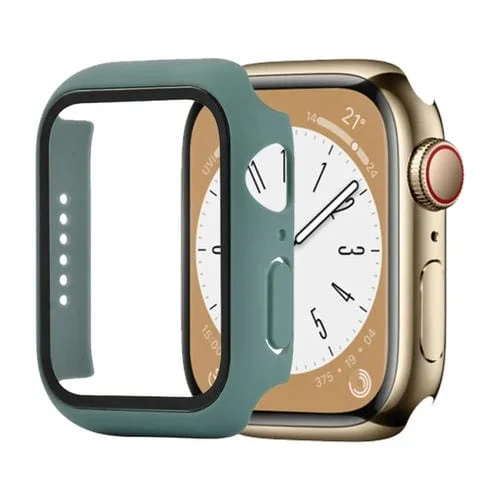 PC a Prueba de Golpes + Estuche Protector Vidrio Templado Apple Watch Series 8 y 7 45mm (Verde)
