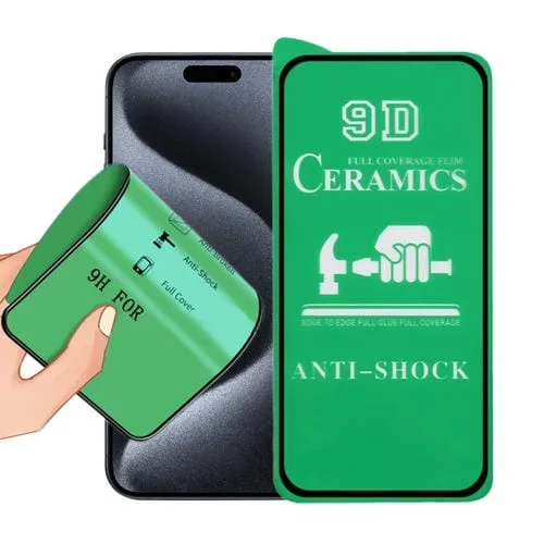 Película Cerámica de Pantalla Completa para iPhone 15 Pro Max y 15 Plus 9D Pegamento
