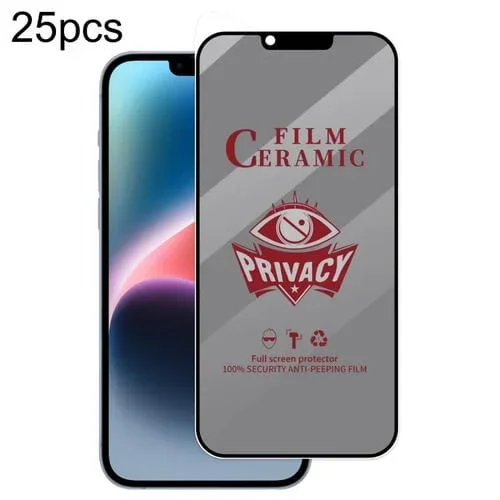 Película Cerámica de Privacidad para iPhone 13 Pro Max y 14 Plus Cobertura Total (25 Piezas)