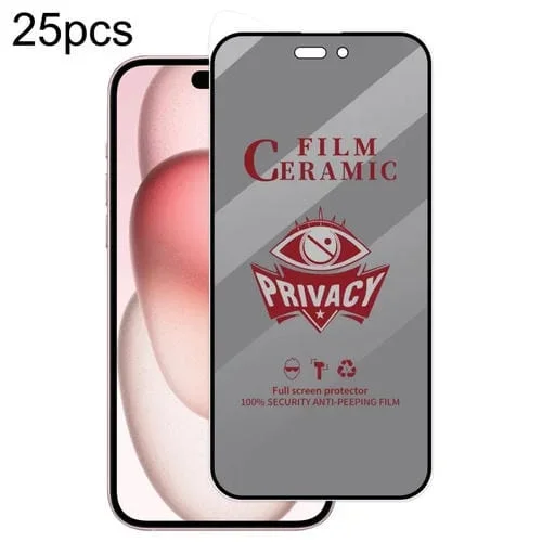 Película Cerámica de Privacidad para iPhone 15 Cobertura Total (25 Piezas)