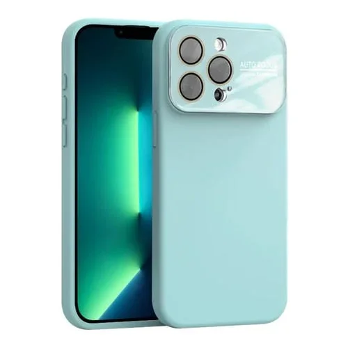 Película de Lente Acrílica + Funda Silicona Líquida para iPhone 13 Pro Cobertura Total (Azul Cielo)
