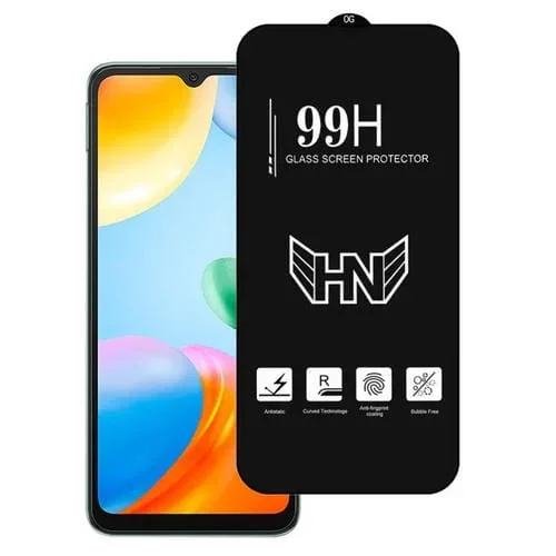 Película de Vidrio Templado de Pantalla Completa con Arco Grande de Aluminio Alto para Redmi 10C