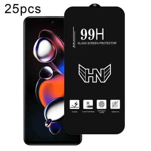 Película de Vidrio Templado de Pantalla Completa de Arco Grande de Aluminio Alto para Redmi Note 12T Pro, 25 Piezas