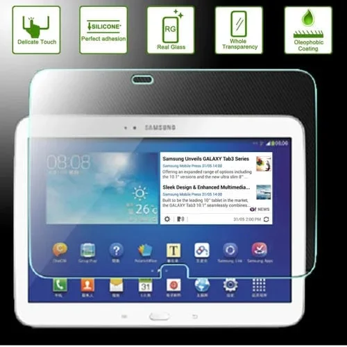 Película de Vidrio Templado Galaxy Tab 3 10.1 P5200 0.4mm 9H Dureza Superficial 2.5D