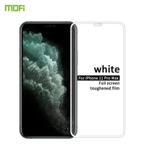 Película de Vidrio Templado Mofi para iPhone 11 Pro Max 9H 2.5D Pantalla Completa (Blanco)