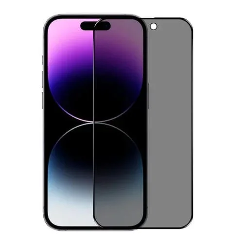 Película de Vidrio Templado Northjo a ++ para iPhone 14 Pro con Impresión de Seda y Pegamento Completo de Privacidad 28 Grados