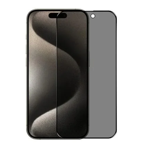 Película de Vidrio Templado Northjo a ++ para iPhone 15 Pro con Impresión de Seda y Pegamento Completo de Privacidad de 28 Grados