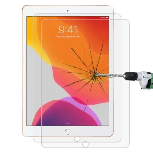 Película de Vidrio Templado para iPad 10.2 Pulgadas 9H a Prueba de Explosiones Borde Recto (2 PCs)