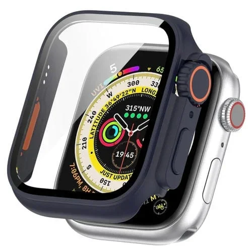 Película Templada + Estuche Protector para Apple Watch Series 8 y 7 41mm (Azul Medianoche)