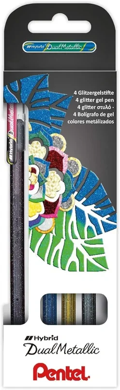 Pentel Dual Metallic Bolígrafo cilíndrico Negro, Azul, Oro, Plata 4 pieza(s)