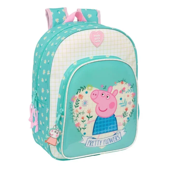 PEPPA PIG PRETTY FLOWERS – Mochila Escolar Infantil Animada, Mochila Niño, Mochila Infantil, Adaptable a Carro, Ideal para Niños en Edad Escolar, Cómoda y Versátil, Calidad y Resistencia, 26x11x34 cm