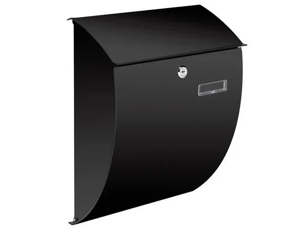 Perel Bonito buzón, Montaje en la Pared, Forma Redondeada, con Soporte de Nombre, 2 Teclas, Dimensiones (h x w x d) 40 x 31 x 16 cm, Negro