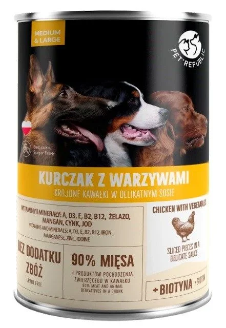 Pet republic adult medium & large chicken with vegetables – comida húmeda para perros – 1250g