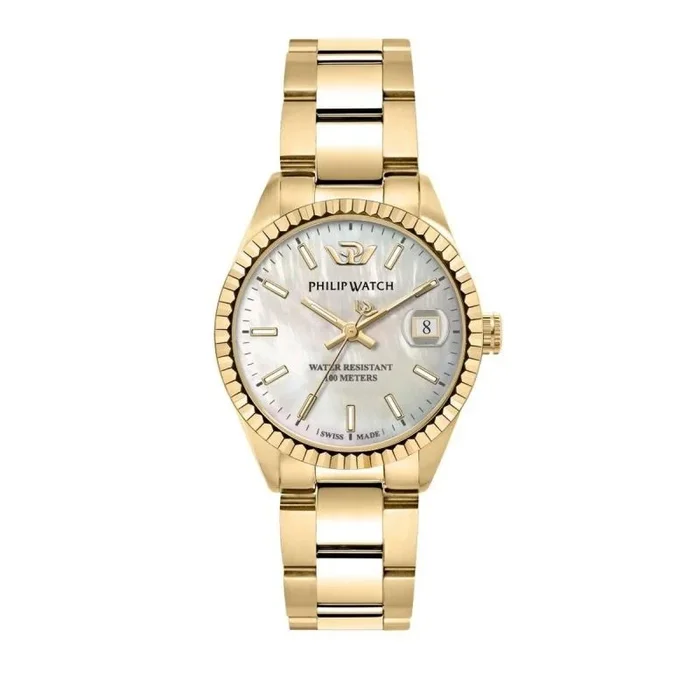 Philip Watch Reloj Mujer, Colección Caribe, Tiempo y Fecha, en Acero Inoxidable, PVD Oro – R8253597576