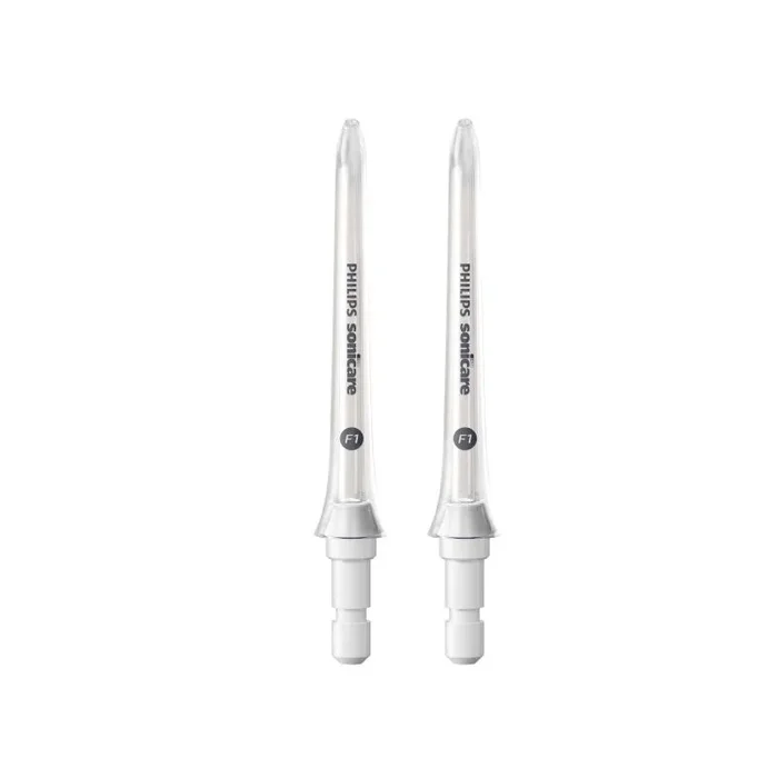 Philips Pack de dos unidades de boquillas estándar F1 para irrigador oral inalámbrico de agua y aire Philips Sonicare Power Flosser (modelo HX3042/00)