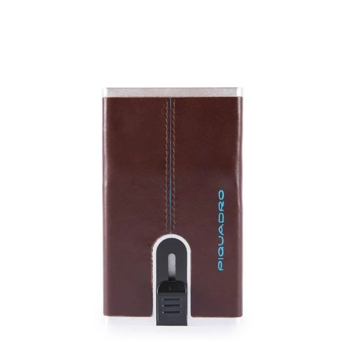 Piquadro Porta Carte di credito Pelle,meccanismo in Metallo, Accesorio de Viaje-Billetera Unisex Adulto, Mogano, Talla única