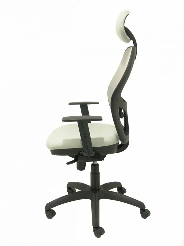 Piqueras Y Crespo (PIQU7) Silla Jorquera Malla Asiento Bali Gris Claro con cabecero Fijo Oficina, Madera de Acacia, Talla Unica