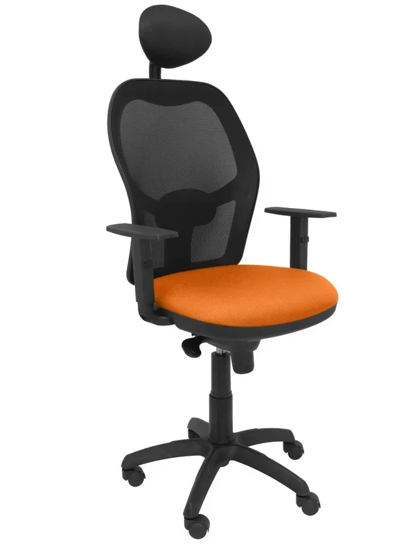Piqueras Y Crespo (PIQU7) Silla Jorquera Malla Negra Asiento Bali Naranja con cabecero Fijo Oficina, Talla unica