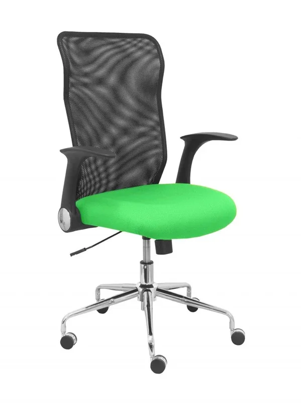 Piqueras Y Crespo (PIQU7) Silla MINAYA Respaldo Malla Negro Asiento Bali VE Oficina, Madera de Acacia, Verde Pistacho, One Size