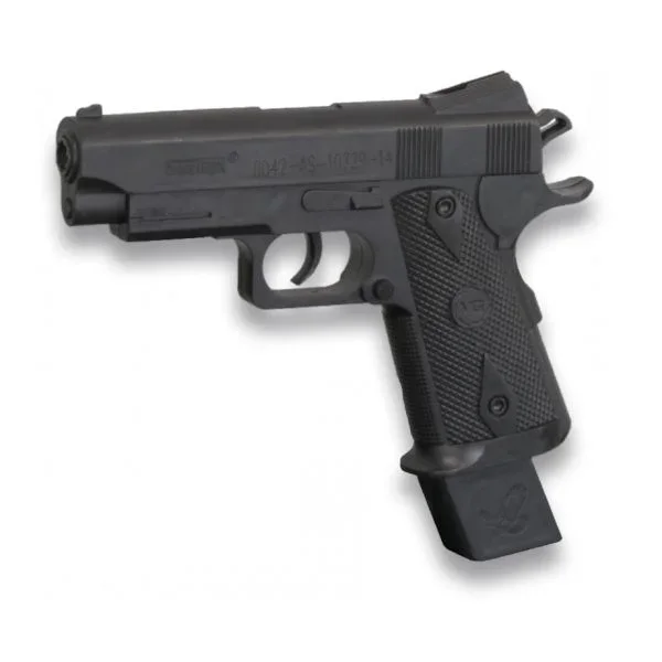 Pistola Airsoft de aire suave Cyma, sistema de muelle, tamaño 20,5 x 17,5 cm, energía 0,10 Julios, no contiene laser, munición bolas de PVC de 6 mm, 38234