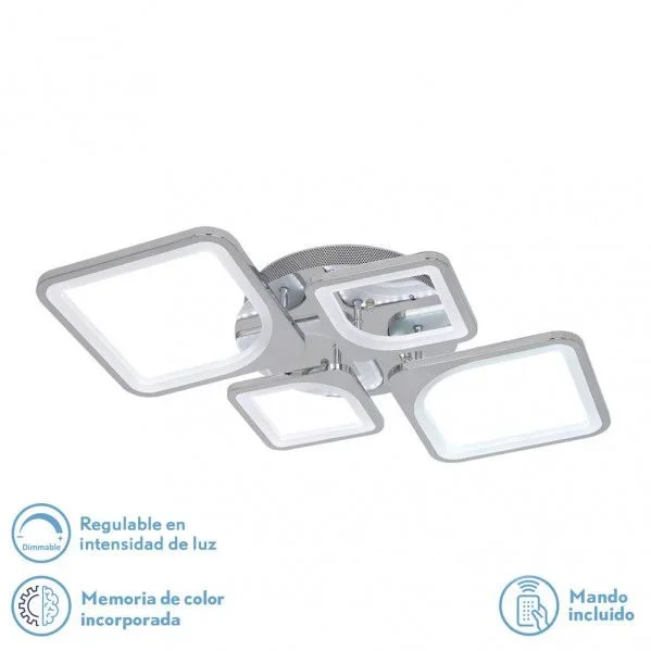 Plafon 86w 3000-4000-6500k Cromo Elara 9x76x46 Cm 11610Lm Regulable, Memoria y C Remoto marca FABRILAMP