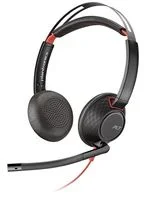 Plantronics Blackwire 5220 – Auriculares con micrófono (Centro de llamadas/Oficina, Binaural, Diadema, Negro, Rojo, Skype for Business, Alámbrico)