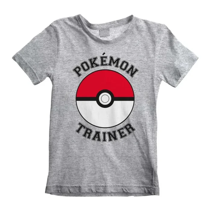 Pokemon – trainer (unisex heather grey t-shirt) 9-11 years