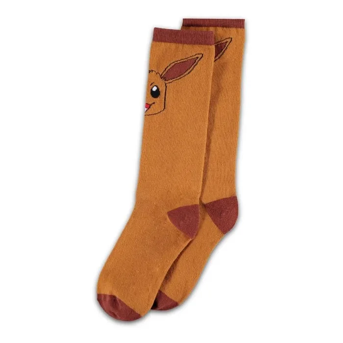 Pokemon Eevee Mujer Calcetines hasta Rodilla Marrón EU 39-42 78% algodón, 20% poliamida, 2% elastano