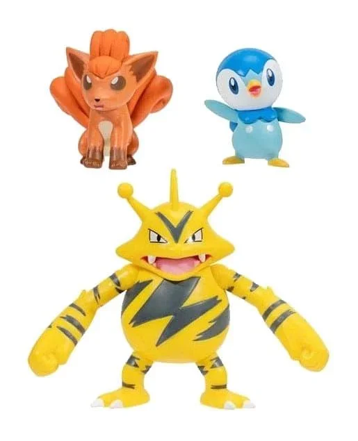 Pokémon pack de 3 figuras battle figure set piplup, vulpix, electabuzz