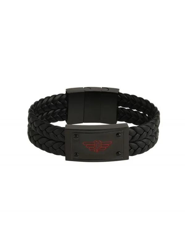 Police Pulsera negra para hombre – PEAGB2120302, Free Size, Cuero, No es una piedra preciosa