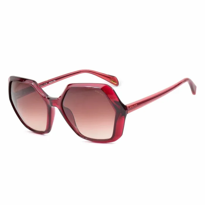 Police Spla98m Gafas de Sol, Shiny Mirrored Burgundy 01ed, 58 cm Unisex Adulto