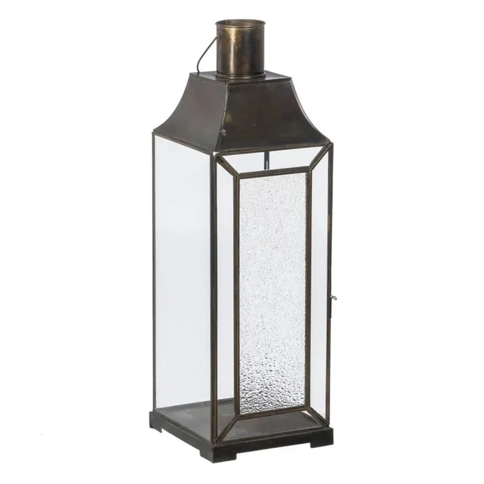 Portavelas cristal dorado metal 17 x 17 x 54 cm