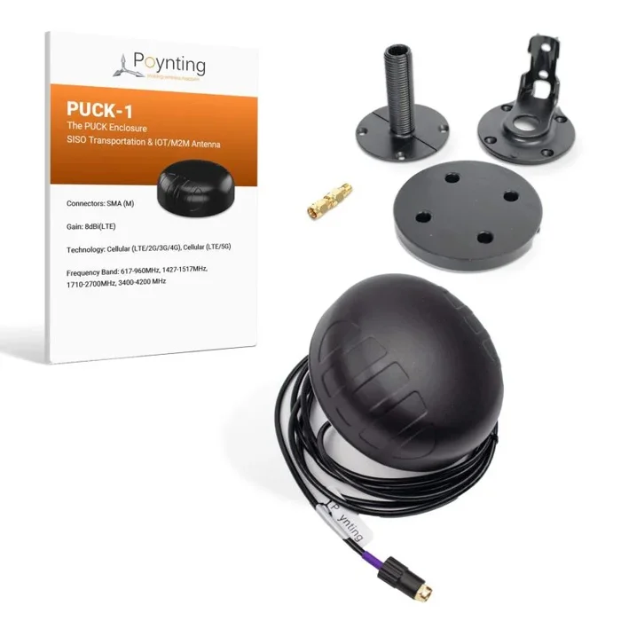 Poynting antennas 5g/lte kfz/marine a-puck-0001-v1-01 schwarz sma (m) 6dbi siso lte-antenna 2m sma-m kabel schwarz puck-1