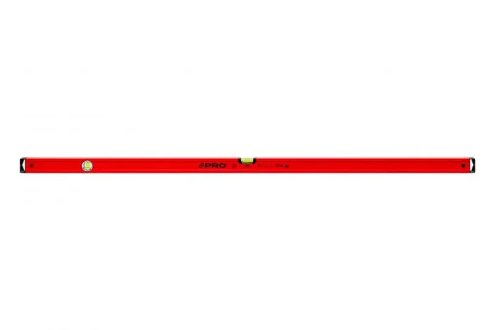 PRO600 Nivel de burbuja 150cm con perfil ergonómico – ERS+ (Easy Reading System) Nivel de precisión con tapones antichoque – Color Rojo