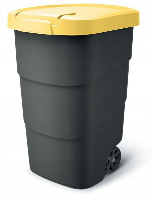 Prosperplast Wheeler – Cubo de basura universal (90 L, con ruedas y tapa), color amarillo