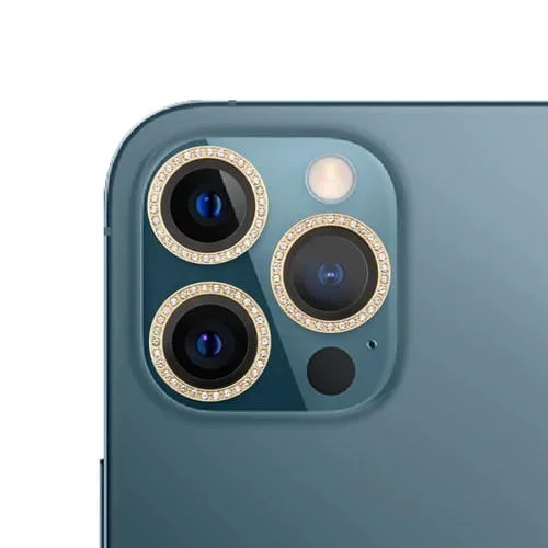 Protector de Lente de Cámara iPhone 12 Pro Max 9H Point Drill Circle (Oro)