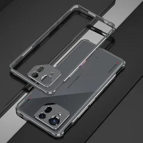 Protector de Lente + Funda con Marco de Metal para Asus Rog Phone 8 (Plata)