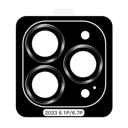 Protector de Lente para iPhone 15 Pro Totu Pg-4 Golden Shield Series con Marco de Metal (Negro)