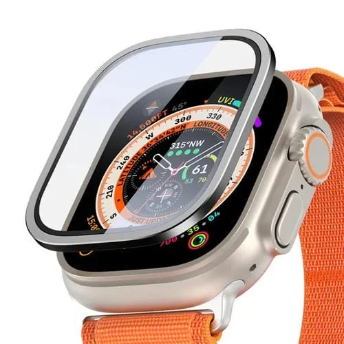 Protector de Pantalla 2 En 1 Dux Ducis para Apple Watch Ultra 49mm con Marco de Aluminio (Negro)
