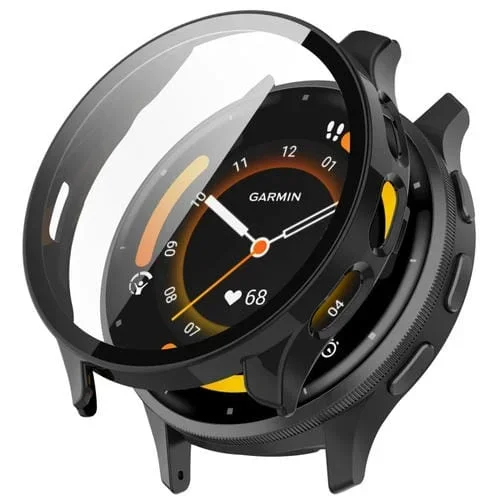 Protector de Pantalla + Funda para Garmin Venu 3S con Película Templada (Negro)