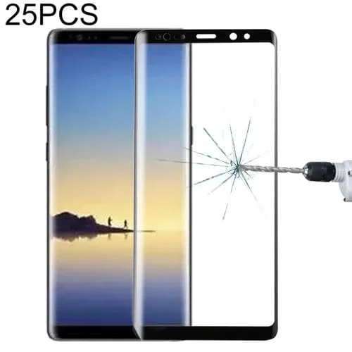 Protector de Pantalla Galaxy Note 8 0.3mm 9H Dureza 3D Curved Silk-Screen Vidrio Templado Completo (Negro) 25 PCs