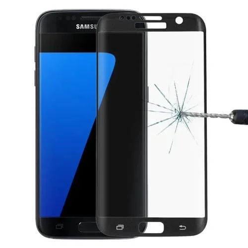 Protector de pantalla Galaxy S7 Edge G935 vidrio templado 0.26mm 9H dureza 3D (Negro)