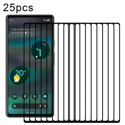 Protector de Pantalla + Google Pixel 6A + 25PCs + Pegamento Completo + Vidrio Templado