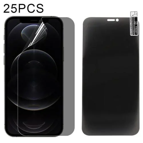 Protector de Pantalla iPhone 12 Película Hidrogel Anti-Spy 0.1mm 2.5D Cubierta Completa (25PCs)