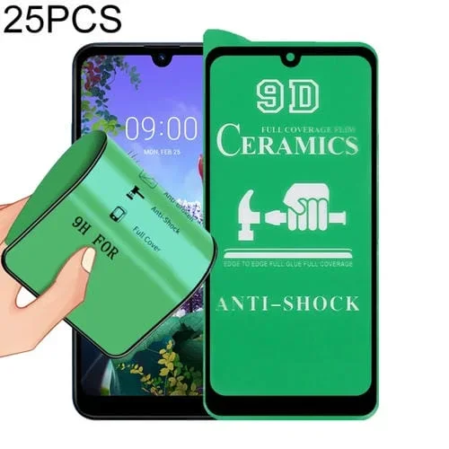 Protector de Pantalla para LG Q60 25 PCs 9D Cerámica con Pegamento Completo