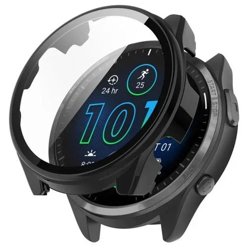 Protector de Pantalla y Estuche para Garmin Forerunner 965 Integrado con Película Endurecida (Negro)
