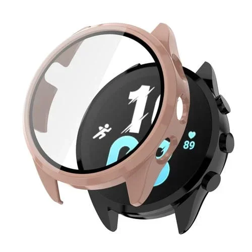 Protector pantalla + funda Garmin Forerunner 165 integrada con película templada (Rosa)